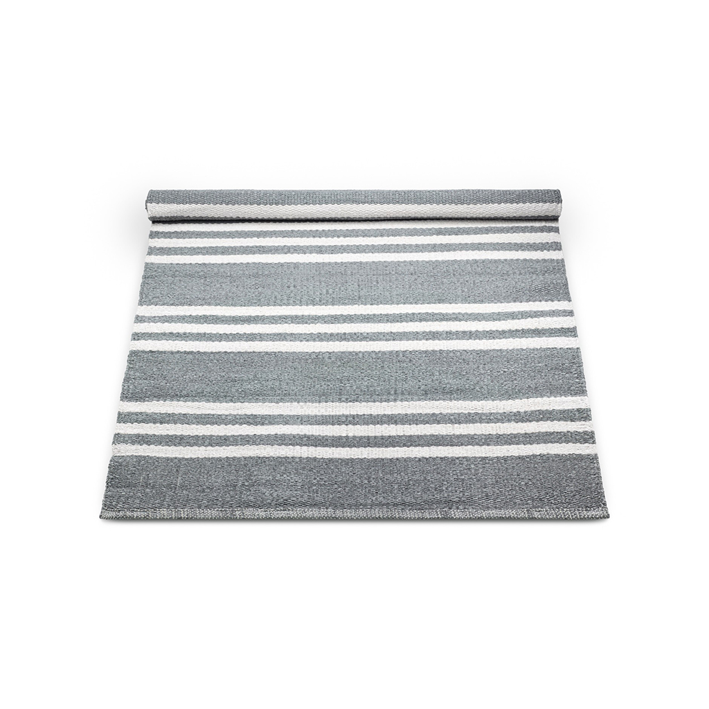 Rug Solid Plastic rug, Grå/ Råvit Randig 75 x 300 cm
