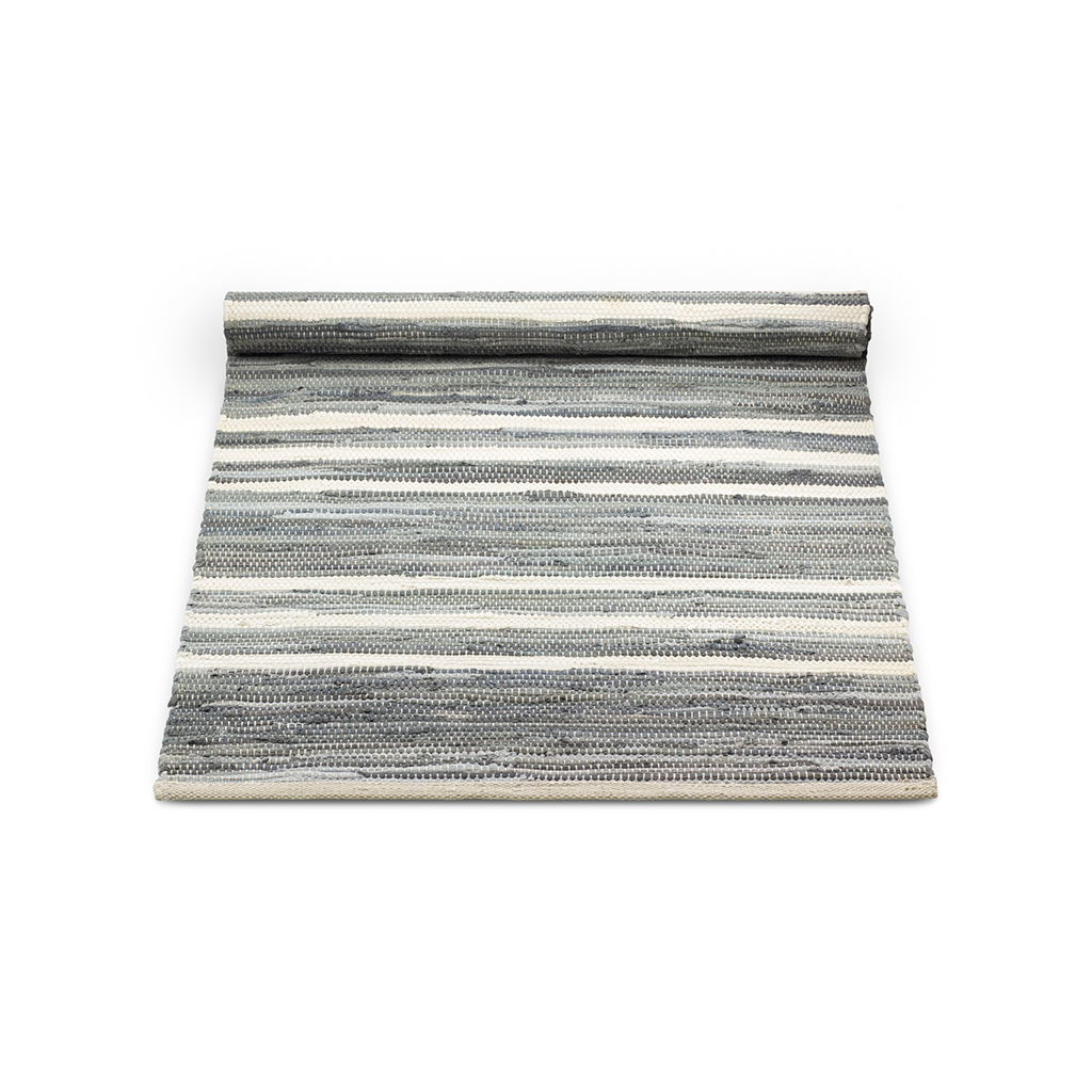 Rug Solid, Cotton Rug Grey/Offwhite striped flere størrelser 65 x 135 cm