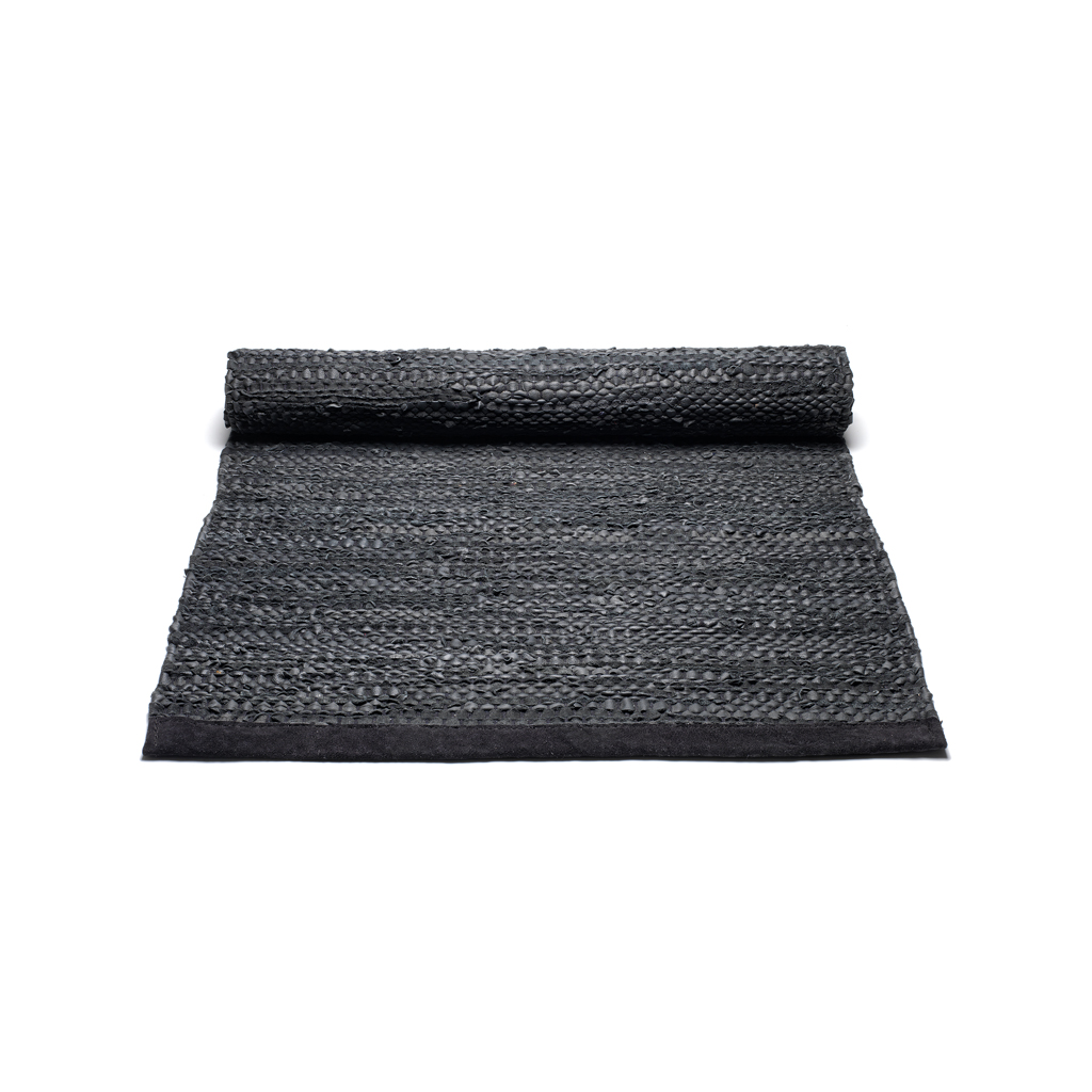 Rug Solid skinnteppe, svart, flere størrelser 65 x 135 cm